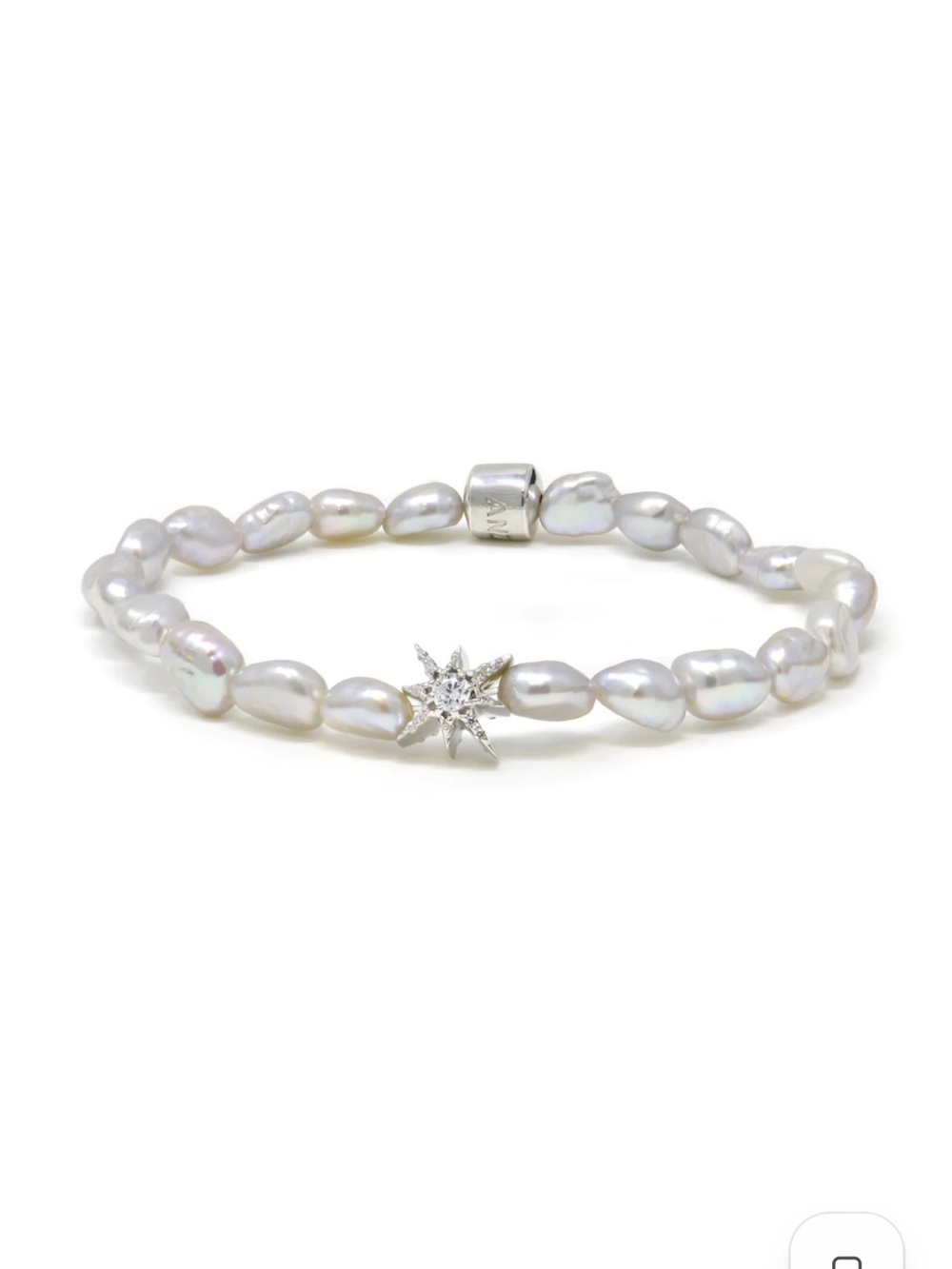 Anzie Boheme Baroque White Keshi Pearl Bracelet Starburst Sterling Silver Rhodiu